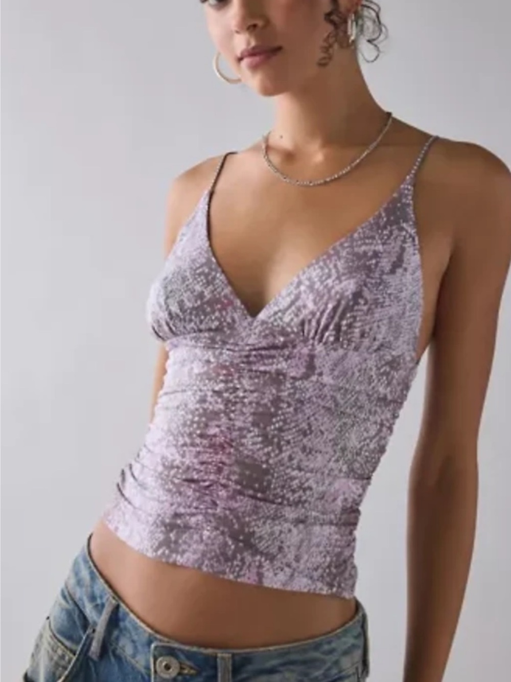 Pink Snake Skin Ruched Tank - Picture 2 of 3